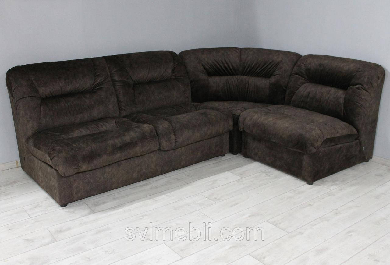 Кутовий диван Візит нерозкладний велюр темно-коричневий на ліву сторону
