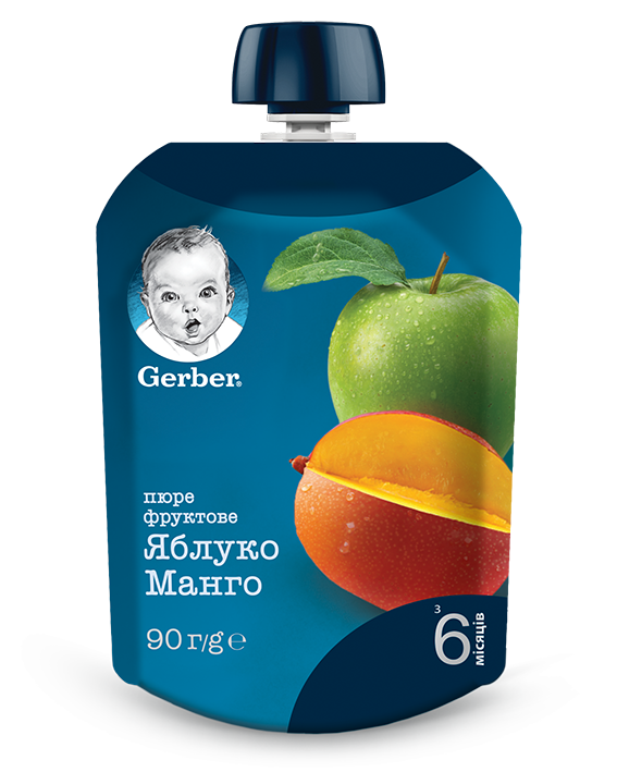 Пюре фруктовое яблоко-манго Gerber® (Гербер) с 6 месяцев ,пауч 90г - фото 3 - id-p706751516