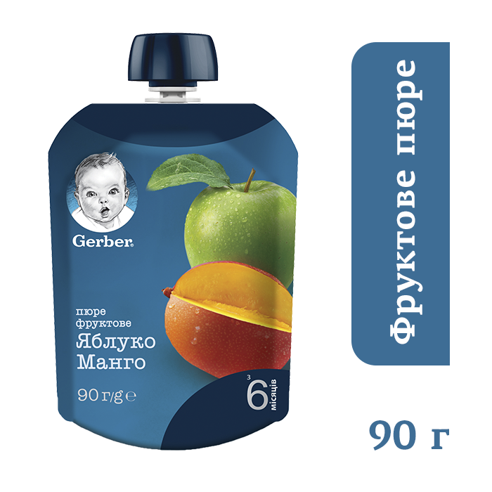 Пюре фруктовое яблоко-манго Gerber® (Гербер) с 6 месяцев ,пауч 90г - фото 1 - id-p706751516