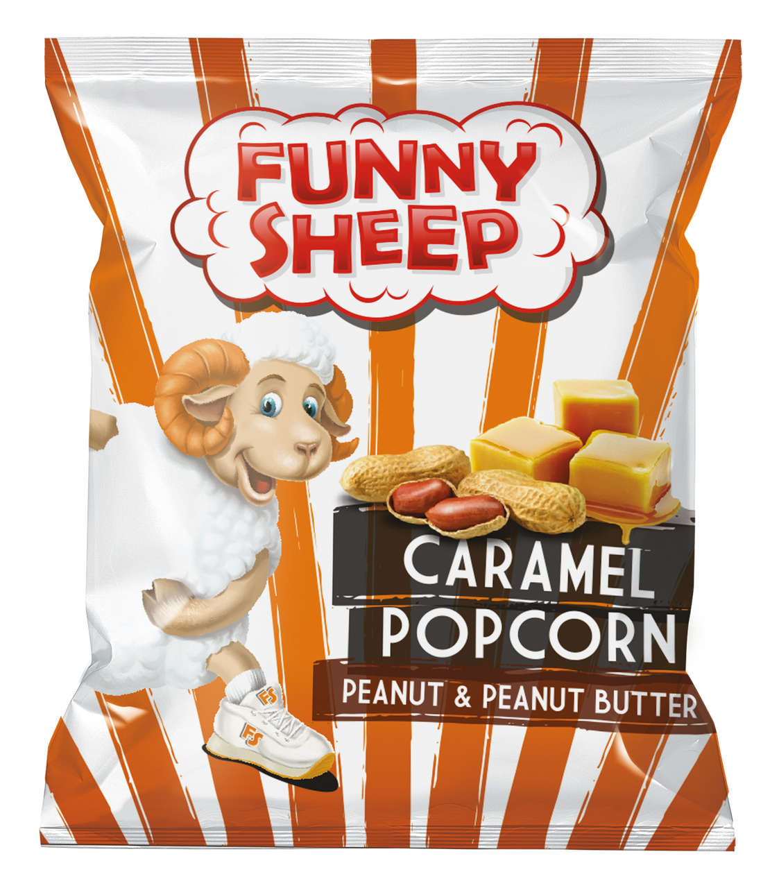 Попкорн у карамелі з арахісом Funny Sheep 50г. Купити солодкий попкорн 50гр
