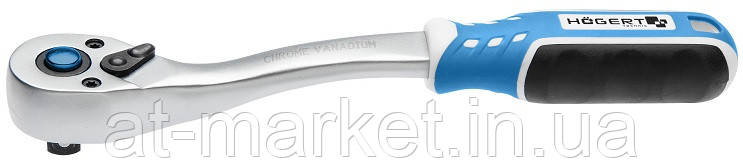Тріскачка вигнута з кнопкою 1/4", 72 зубці HOEGERT HT1R324