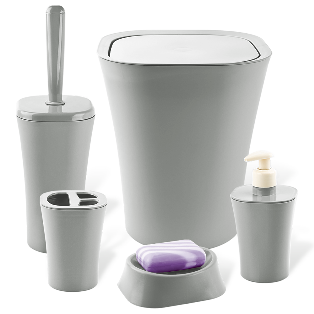 Набір для ванної кімнати Planet Papillon 5 предметів сірий, фото 1