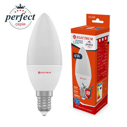 Лампа світлодіодна свічка Electrum Perfect 6W E14 4000K (A-LC-1868), фото 2
