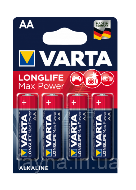 Батарейка алкалінова Varta LONGLIFE Max Power LR6/АА (паковання 4 шт.)