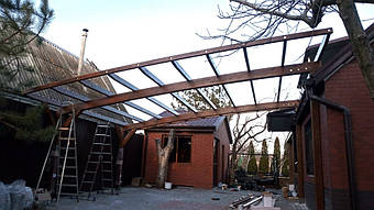 Навес для 2-х автомобилей в Запорожье 6.2х6 м. 4