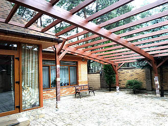 Навес Пристенный для 2-х автомобилей 8.4х12.3 м. 2