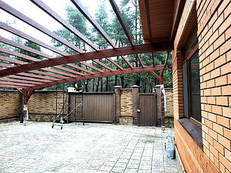 Навес Пристенный для 2-х автомобилей 8.4х12.3 м. 4