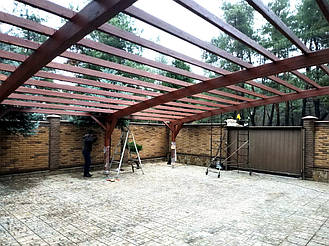 Навес Пристенный для 2-х автомобилей 8.4х12.3 м. 5