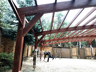 Навес Пристенный для 2-х автомобилей 8.4х12.3 м. 10