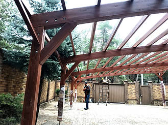 Навес Пристенный для 2-х автомобилей 8.4х12.3 м. 11