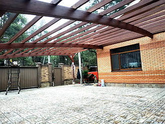 Навес Пристенный для 2-х автомобилей 8.4х12.3 м. 13