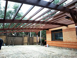 Навес Пристенный для 2-х автомобилей 8.4х12.3 м. 15