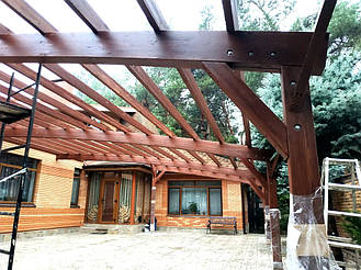 Навес Пристенный для 2-х автомобилей 8.4х12.3 м. 16