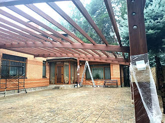 Навес Пристенный для 2-х автомобилей 8.4х12.3 м. 23