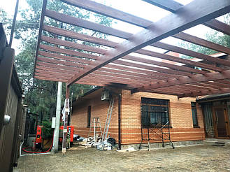 Навес Пристенный для 2-х автомобилей 8.4х12.3 м. 24