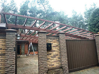 Навес Пристенный для 2-х автомобилей 8.4х12.3 м. 25