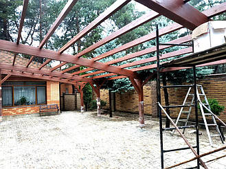 Навес Пристенный для 2-х автомобилей 8.4х12.3 м. 26