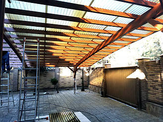 Навес Пристенный для 2-х автомобилей 8.4х12.3 м. 40