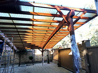 Навес Пристенный для 2-х автомобилей 8.4х12.3 м. 42