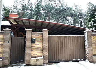 Навес Пристенный для 2-х автомобилей 8.4х12.3 м. 45