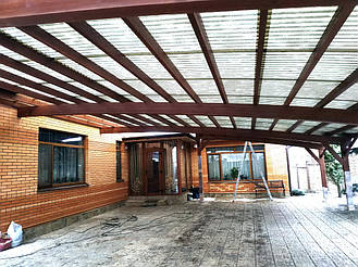 Навес Пристенный для 2-х автомобилей 8.4х12.3 м. 46