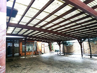 Навес Пристенный для 2-х автомобилей 8.4х12.3 м. 47