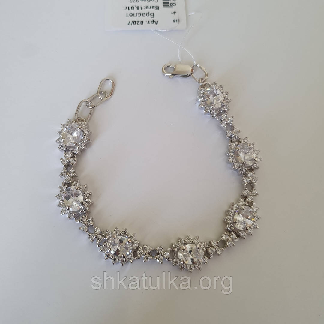 Срібний браслет із золотом і цирконом, фото 1