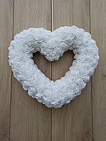 Декоративне серце з білих троянд на день закоханих або декор на весілля 30,35,40 см