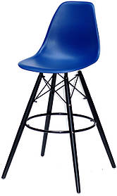 Стілець барний Nik — BK 75 см, блакитний 54 (синій 54) на чорних ногах Eames Barstool