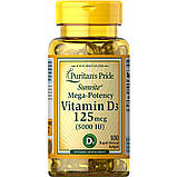 Вітамін D3 Puritan's Pride Vitamin D3 5000IU 100softgels, фото 3