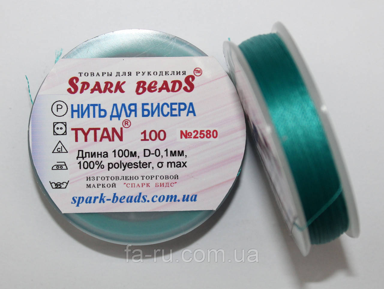 Нитка для бісеру TYTAN 100 No2580. Темно-бірюзовий 100 м, фото 1