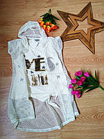 Футболка з накидкою-сіткою з капюшоном для дівчат Туреччина