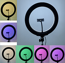 Кільцева лампа для блогерів Ping (RGBW 8 кольорів освітлення) 26 см. діаметр, фото 2