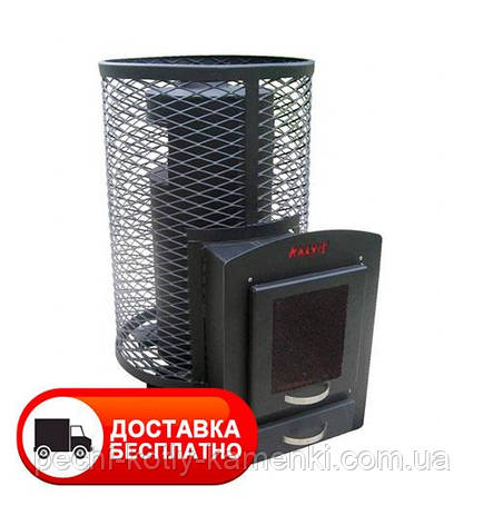 Піч-камін для лазні та сауни KALVIS-PR-3S з виносною топкою зі склом, фото 1
