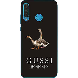 Антибрендовый силіконовий чохол для Huawei P30 Lite з картинкою Gussi go go