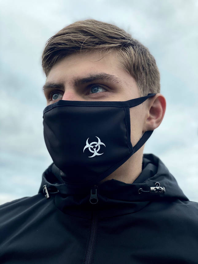 Маска чоловіча | жіноча захисна багаторазова тканинна VIRUS-COBRA x black, фото 2