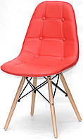 Стул Alex красный 05 экокожа на деревянных ножках, скандинавский стиль, дизайн Charles Eames