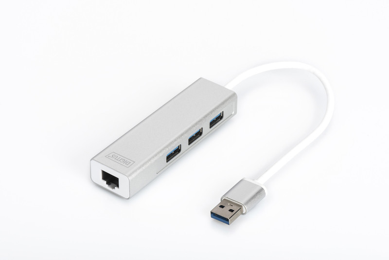 Розгалужувач USB 3.0 Digitus DA-70250-1 Hub, 3-port і мережевий адаптер Gigabit
