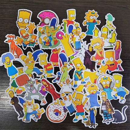 Набір вінілових наклейок стикерів Сімпсони Simpson No1 стикербомбінг на авто телефон ноутбук стіну 50 шт., фото 1