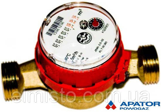 Счетчик JS-90-2,5 ГВ Ду-20 3/4" для горячей воды Apator Powogaz ...