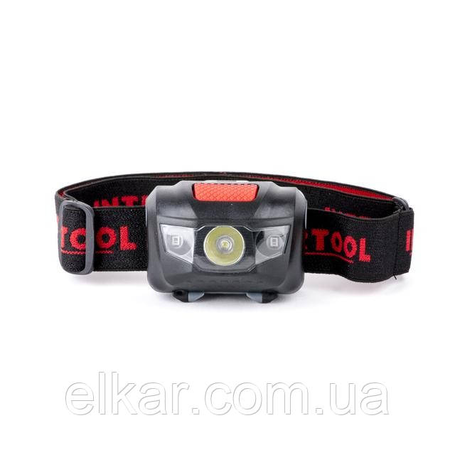 Ліхтар налобний світлодіодний, пиловологозахищений корпус, 4 реж, 1Вт + 2 LED, 3 бат.ААА LB-0302
