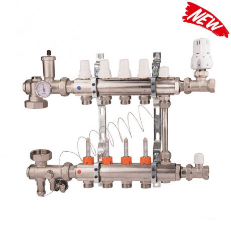 Коллекторная группа на 4 выхода теплых водяных полов, с расходомерами и байпасом A2K013 Icma (Италия) - фото 1 - id-p535021989