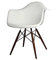 Кресло Leon - W белый 07 пластик, деревянные ножки цвет орех, скандинавский стиль Eames DAW