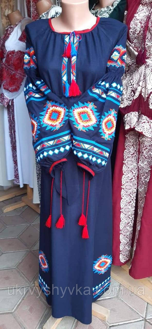 Плаття вишите "Вогонь кохання" синє