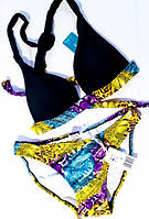 Купальник якісний роздільний ESOTIQ Польща розмір С -М чорний кольоровий 44 46