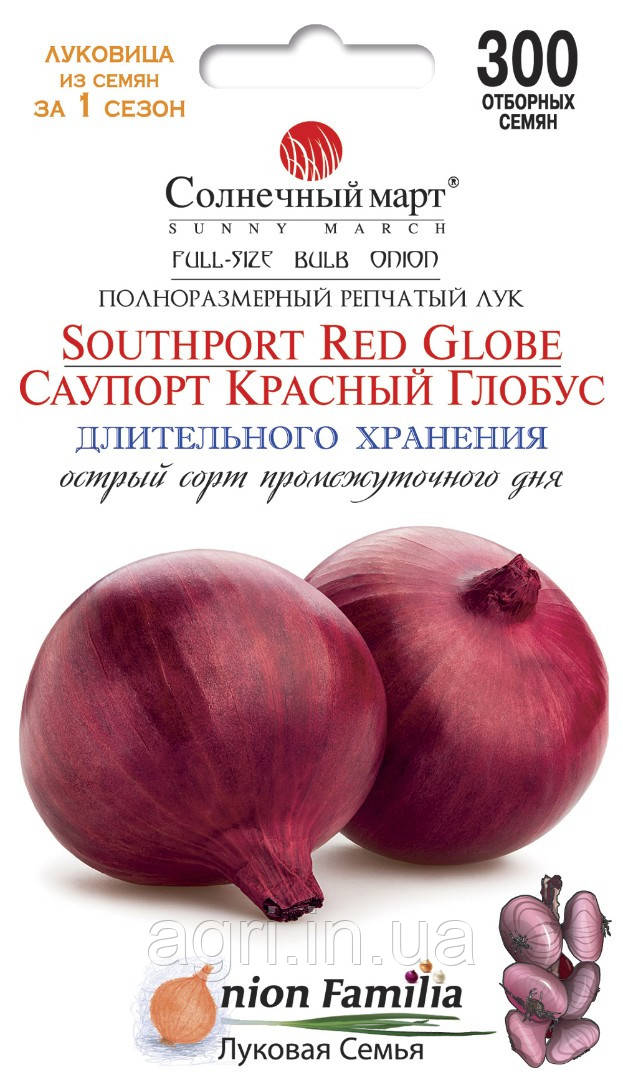 Цибуля Саупорт Червоний Глобус, 300шт.