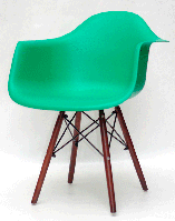 Кресло Leon - W зеленый 47 пластик, деревянные ножки цвет орех, скандинавский стиль Eames DAW