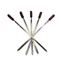 Шампур для шашлыка с деревянной ручкой (750х15х3мм), нержавеющая сталь