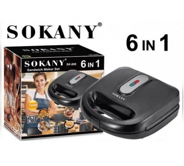 

Мультимейкер 6 в 1 (мультипекарь) Sokany SK-908 750 Вт Черный