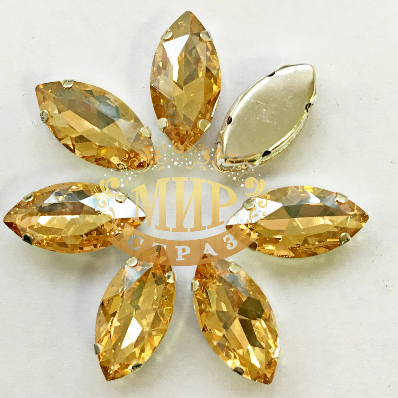 

Cтразы в цапах Лодочка 9х18мм Golden Shadow 1шт